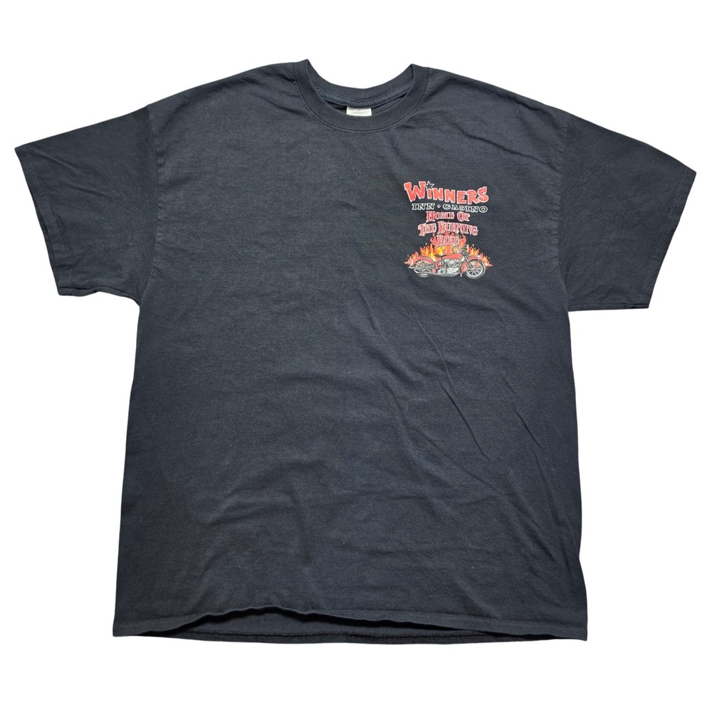 Biker Chopper Tee Mens XL Black Winners Inn Casino Run-A-Mucca 2015 Biker Rally